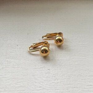 Small Goldtone Metal Ball Clip-On Earrings